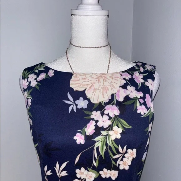 Vince Camuto Navy Floral Midi Dress - Picture 4 of 9